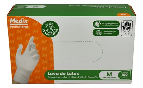Luva Látex – Com pó (Tamanho M)