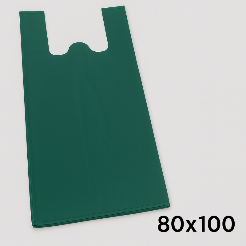 Sacola Plástica Lisa - Cor Verde Reciclada Tamanho 80 cm x 100 cm.