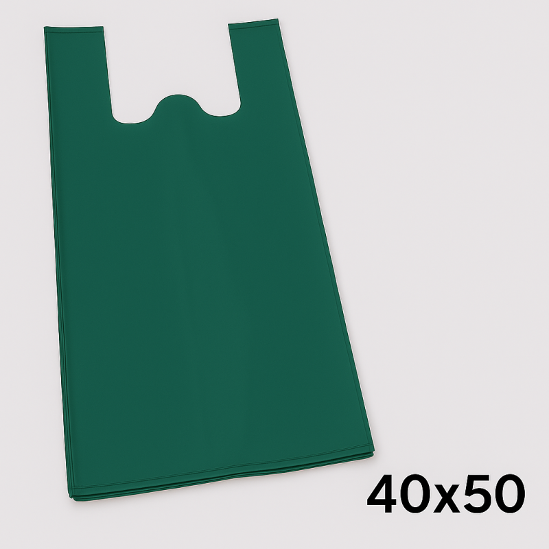 Sacola Plástica Lisa - Cor Verde Reciclada Tamanho 80 cm x 100 cm.