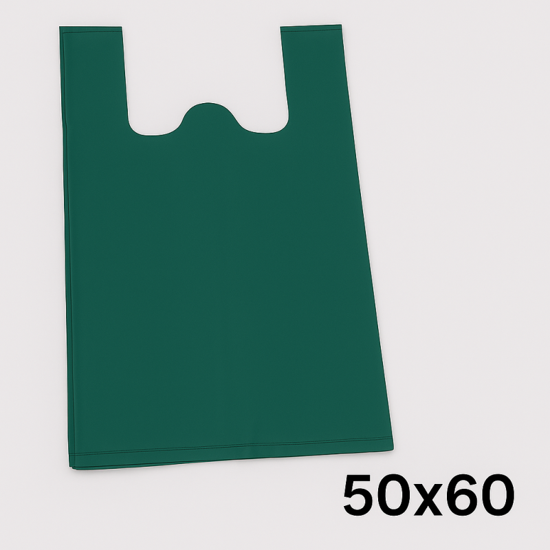 Sacola Plástica Lisa - Cor Verde Reciclada Tamanho 80 cm x 100 cm.
