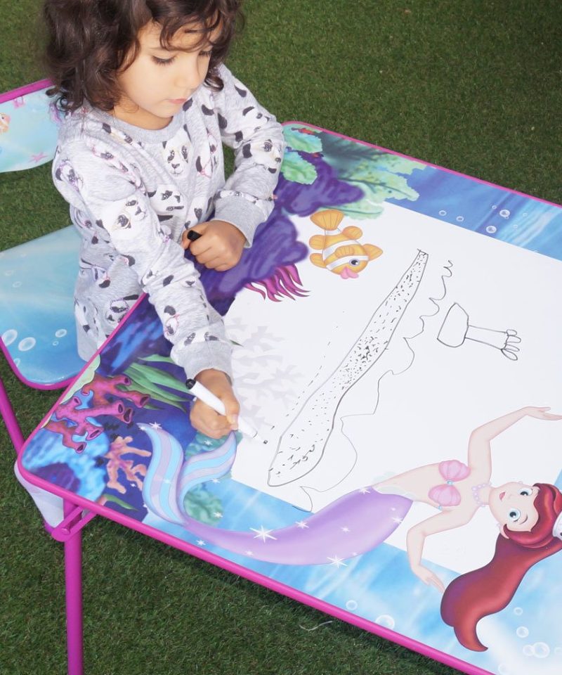 Conjunto Infantil Dobrável Rosa – Sereia com 2 Cadeiras