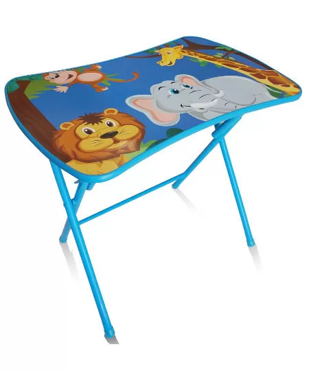 Conjunto Infantil Dobrável Retangular Azul – Bichinhos com 1 Cadeira