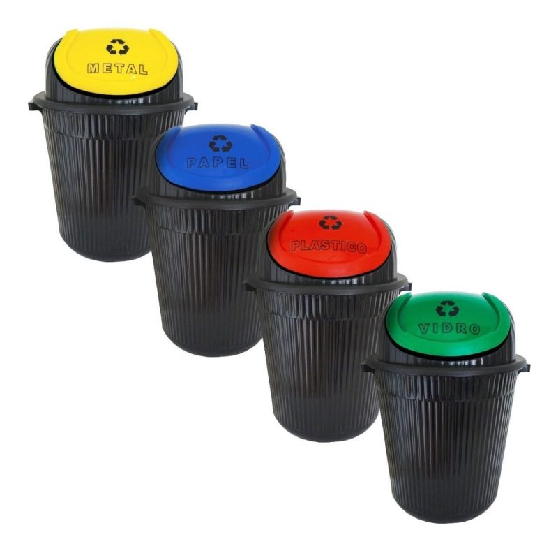 Lixeira Coleta Seletiva 30 Lts Basculante 4 Unid