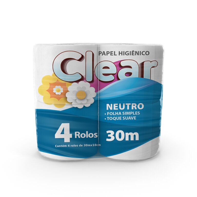 Papel Higiênico Clear - Folha Simples 30 M X 10 CM