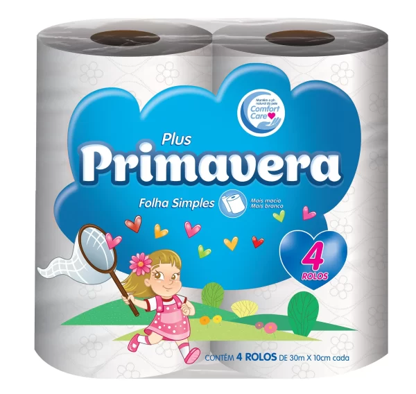 Papel Higiênico Primavera  – Folha Simples 30 M X 10 CM