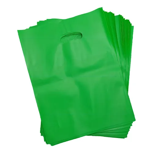 Sacola Plástica Boca Palhaço 20x30 Alça Vazada - Cor Verde