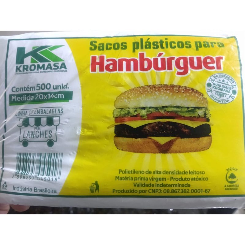 Saco Plástico Para Hambúrguer 20 X 14Cm  - Pacote com 500 unidades