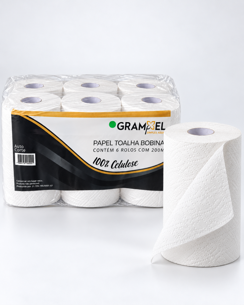 Papel Toalha Grampel 6x20x200 - 100% Celulose - 20 gramas
