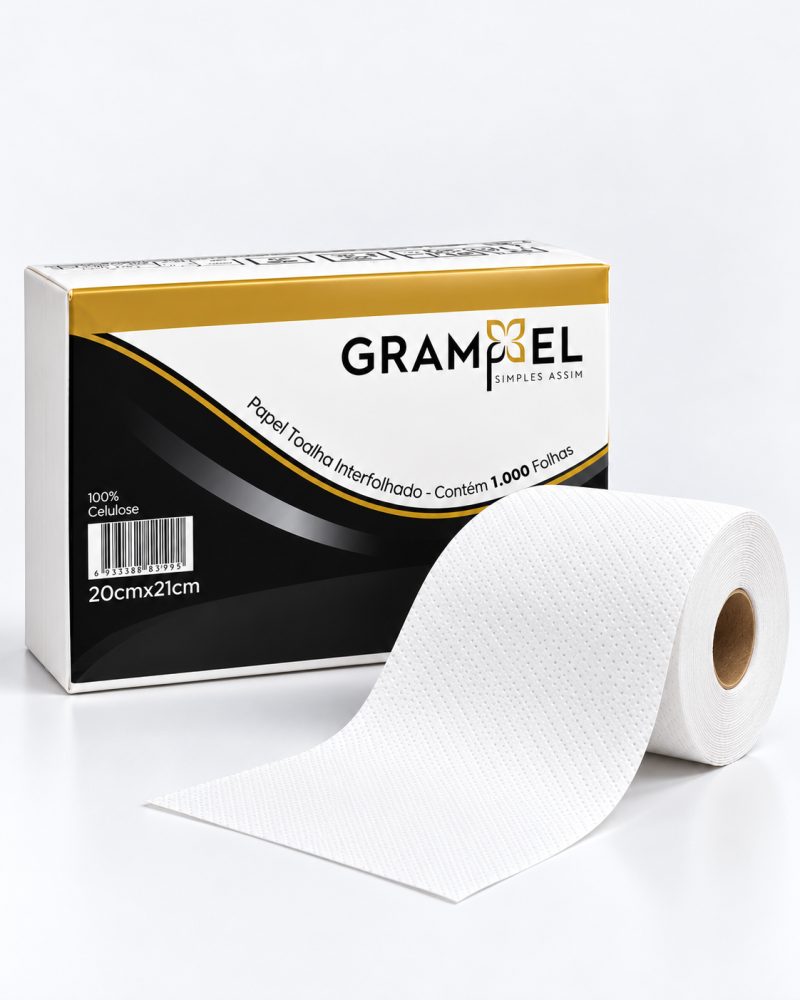 Papel Toalha 20x21 Folha Dupla Interfolha com 1.000 unidades - 100 % Celulose Grampel
