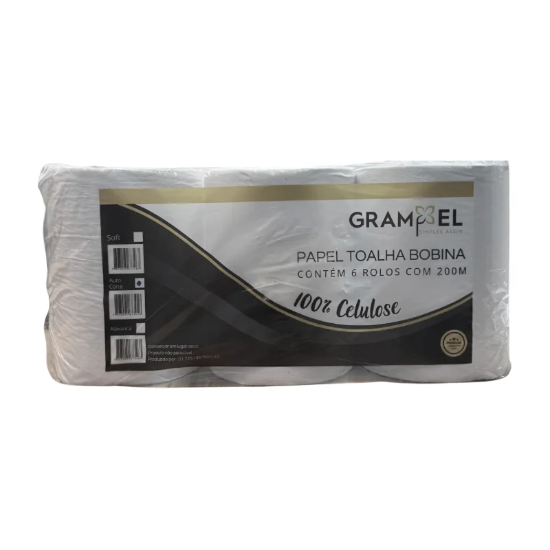 Papel Toalha Grampel 6x20x200 - 100% Celulose - 20 gramas