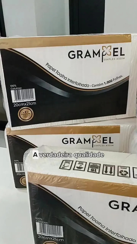 Papel Toalha 20x21 Folha Dupla Interfolha com 1.000 unidades - 100 % Celulose Grampel